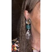 Boucles Oreilles vert transparent