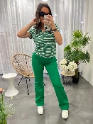 Pantalon jeans flare vert SONNY