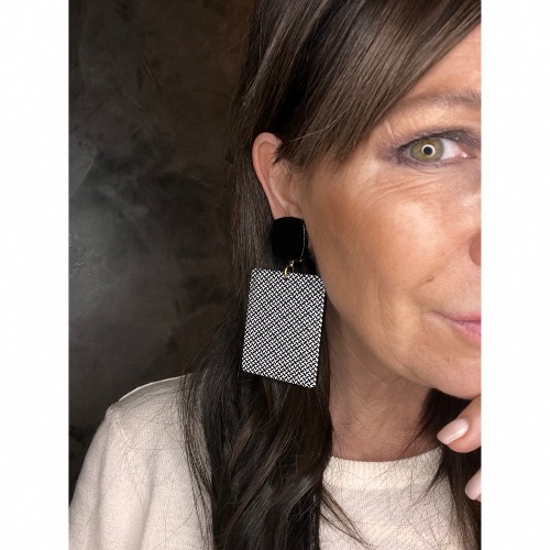 Boucles Oreilles  Dakar noir blanc