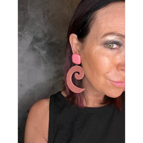 Boucles Oreilles  Cosmos rose miroir