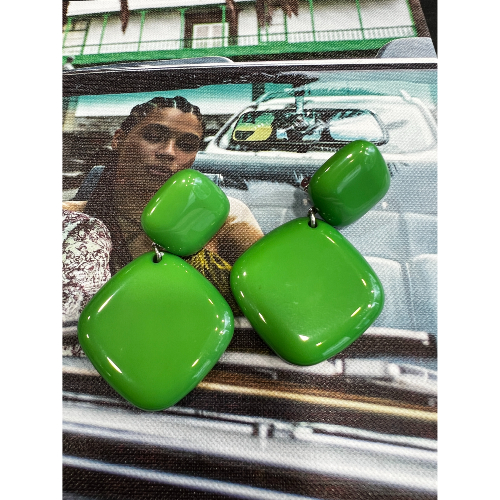 Boucles Oreilles clips vert Rio