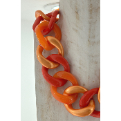 Collier gros maillons anse de sac orange