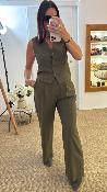 Pantalon fluide à pinces kaki M8414P