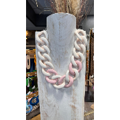 Collier mailles rose et blanc Lily