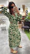 Robe longue beige et verte ROYCE LPE