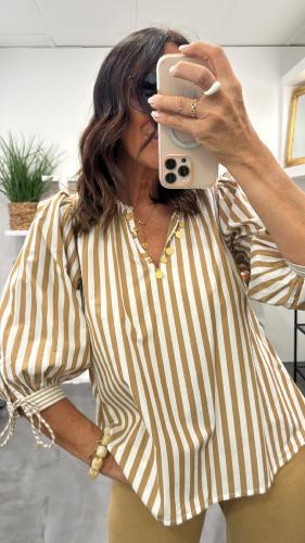 Blouse rayée camel et beige PARASOL BB