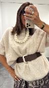 Pull col rond crème MRK638  MR
