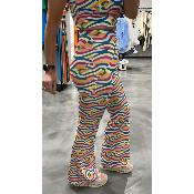 Pantalon legging flare multicolore 001241-042