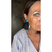 Boucles Oreilles créoles bleu canard