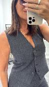 Gilet de costume sans manches gris foncé  M6263G MR