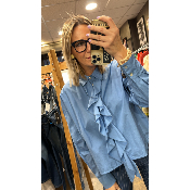 Chemise à volants coton bleu Paola