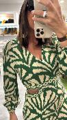 Robe longue beige et verte ROYCE LPE