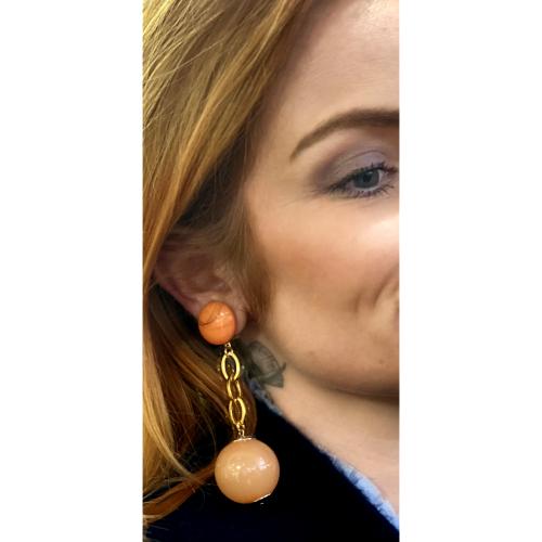 Boucles Oreilles orange nacrée