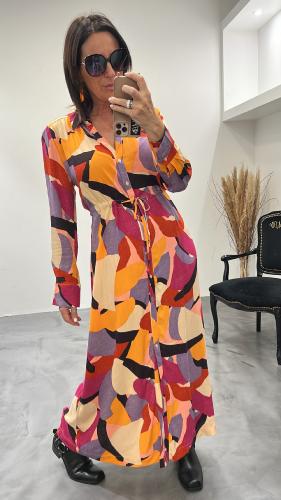 Robe chemise longue colorée NOELA