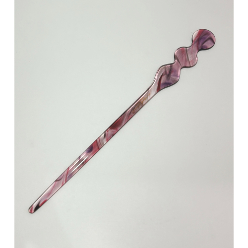 Pic à cheveux plat transparent acétate de cellulose rose