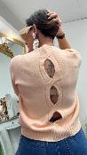Pull manches courtes rose pale M3025843