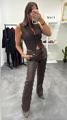 Pantalon similicuir marron W38S0247 Souvenir 