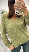 Pull col V kaki mousse MANTIA LPE