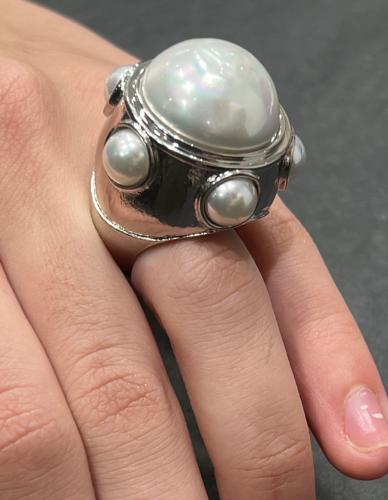 Bague argenté et perle 