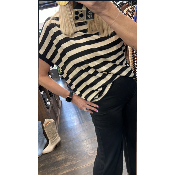 Top Marinière beige et noir Hector