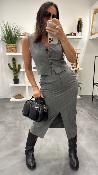 Jupe mi-longue grise ligne tennis JULAN LPE