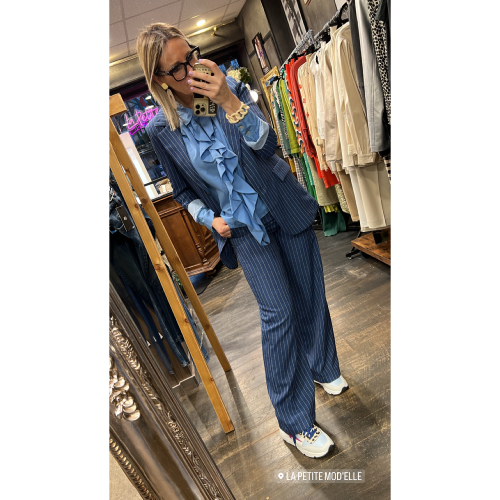 Blazer à fines rayures bleu Sonia