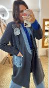 Manteau Bi-Matière Gris et Bleu J073Y028 DIXIE 