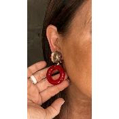 Boucles Oreilles donut rouge transparent 