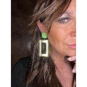 Boucles Oreilles vert miroir