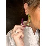 Boucles Oreilles créoles vert rose