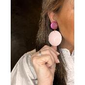 Boucles Oreilles rose et givré