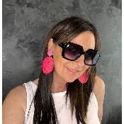 Boucles Oreilles raphia fuxia