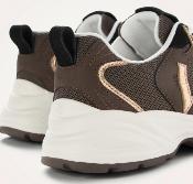 Baskets monogrammes JILLIAN marron et or à semelle rétro running BK2811 VW