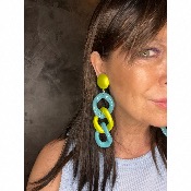 Boucles Oreilles maillons turquoise vert 