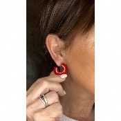 Boucles Oreilles coquillettes rouge