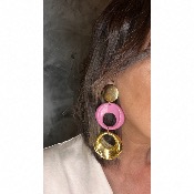 Boucles Oreilles double Evian rose doré