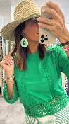 Top broderie vert TEVY LPE