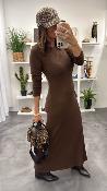 Robe longue côtelée chocolat SORINA G&M