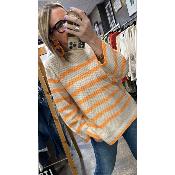 Pull à rayures orange Cilla