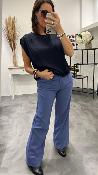 Top sans manches satiné bleu marine 50643129