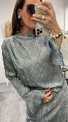 Top satin quadrillage bleu M5338C