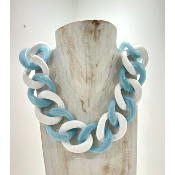 Collier gros maillons bleu blanc