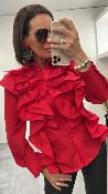 Chemise rouge à volants D35E1033 SOUVENIR