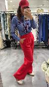 Pantalon tailleur en lin rouge PHIL G&M