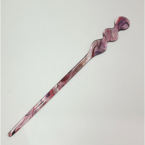 Pic à cheveux plat transparent acétate de cellulose rose