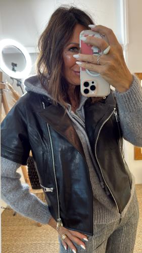 Perfecto manches courtes en cuir Noir V3025831 IMPERIAL