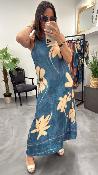 Robe longue fluide bicolore indigo M2371A MR