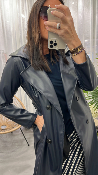 Veste trench simili cuir bleu 50983245 MM