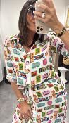 Robe longue imprimé "tickets" M2386A