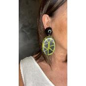 Boucles Oreilles noir et vert 